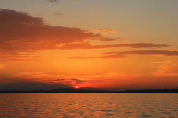 Beautiful sunset over the lake.