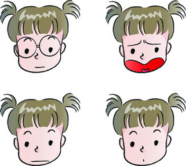 vector drawing girl emoji set