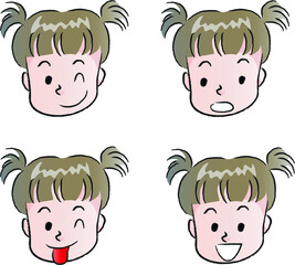 vector drawing girl emoji set