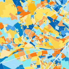 Art map of Leonding, Austria in Blue Orange