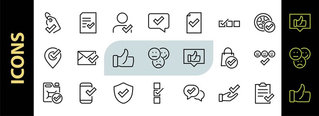 A simple set of claim related vector line icons. Contains icons such as security guarantee, received document, read message, verification, quality and much more. Editable Bar. 480x480