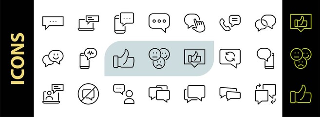 Simple set of message line vector line icons. contains icons such as conversation, SMS, notifications, group chat, and more. Editable stroke. 48x48 pixels perfect, white background