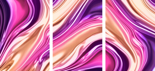 Abstract wall art contemporary style. Contemporary Fluid art painting. Artistic backdrop with liquid neon. Colorful wallpaper with watercolor, alcohol inks, oil purple, violet, blue gradient