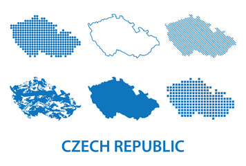 map of Czech Republic - vector set of silhouettes in different patterns