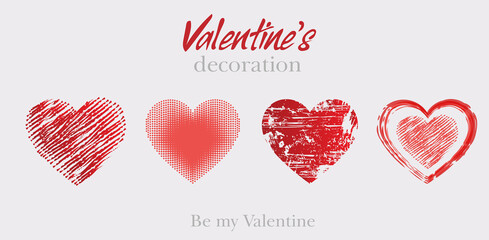 Valentine’s decorations.  Vector collections of hearts