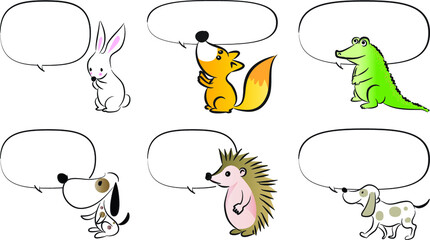vector cartoon dog with speech bubble border