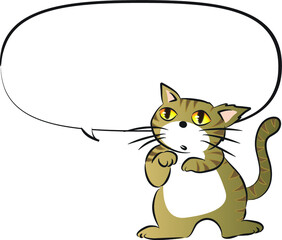 vector drawing cartoon cat with speech bubble set