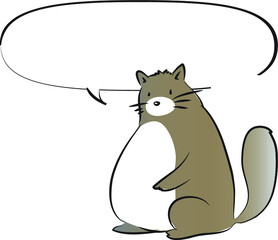 vector drawing cartoon cat with speech bubble set