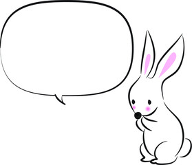 vector drawing cartoon rabbit with speech bubble set