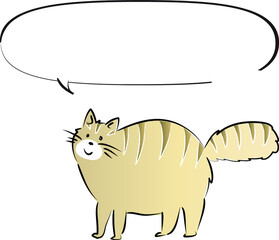 vector drawing cartoon cat with speech bubble