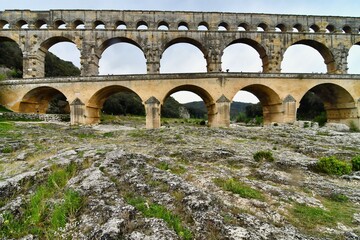pont du gard, photo as a background , in Pont du gard, gardon, nimes france