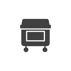 Wheel bin vector icon. Dumpster can filled flat sign for mobile concept and web design. Garbage container glyph icon. Symbol, logo illustration. Vector graphics