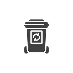 Recycle bin vector icon. filled flat sign for mobile concept and web design. Wheelie bin glyph icon. Symbol, logo illustration. Vector graphics