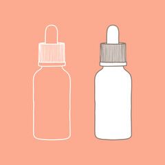 A dropper outline mockup. Cosmetic, vector illustration.
