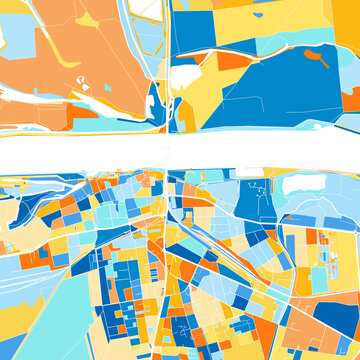 Art map of Tulln, Austria in Blue Orange