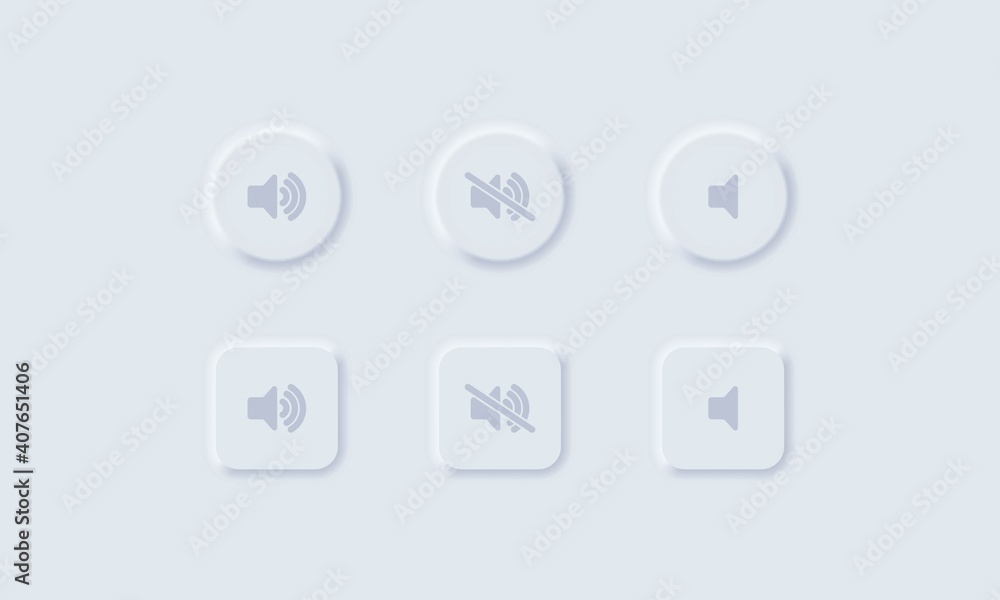 Poster sound volume icons. sound volume up, down or mute control buttons set. set of media player button ic