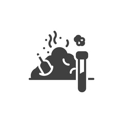 Waste pile and test tube vector icon. filled flat sign for mobile concept and web design. Pollution garbage waste glyph icon. Symbol, logo illustration. Vector graphics