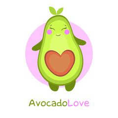 Cute avocado cartoon with hart