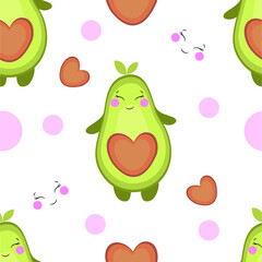 cute avocado with harts and smiling