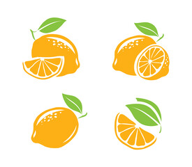 Lemon symbol set. Fresh fruits vector illustration