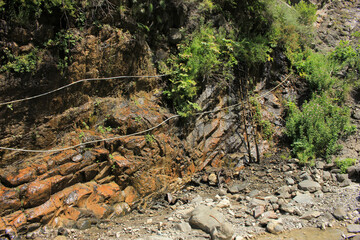 Azerbaijan. Lagich. Sulfuric curative spring in the mountains.