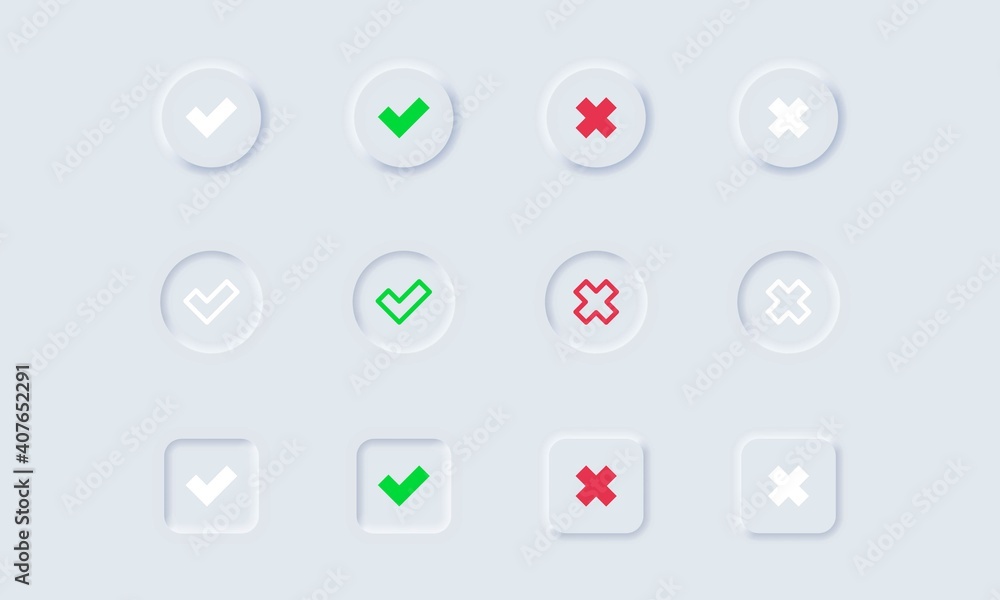 Poster check mark icon. confirm or tick icons. cross mark vector illustration. approve or deny concept. sym