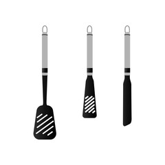 Set of 3 kitchen spatulas. Vector illustration.