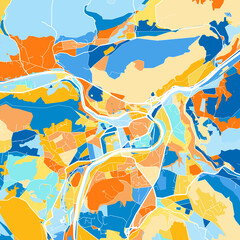 Art map of BadIschl, Austria in Blue Orange
