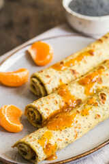 poppy seeds, pancake, dessert, crepe, blini, breakfast, curd, background, cake, cream, cuisine, delicious, fat, food, french, fresh, fruit, golden, gourmet, healthy, homemade, honey, hot, indian, kitc