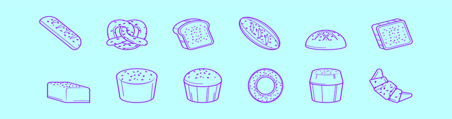 set of raisins breads cartoon icon design template with various models. vector illustration isolated on blue background
