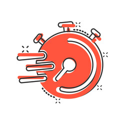 Clock icon in comic style. Watch cartoon vector illustration on white isolated background. Timer splash effect business concept.