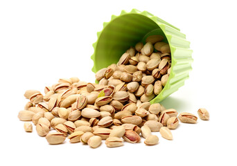 Pistachios on a white background