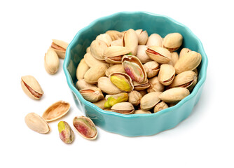 Pistachios on a white background