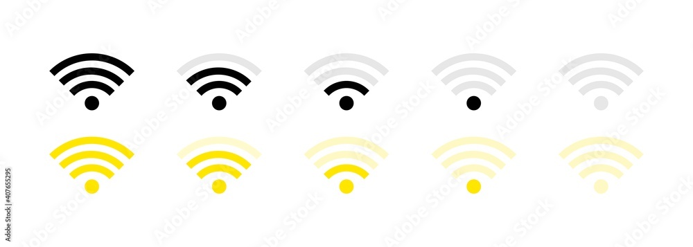 Poster wi fi icons set. wifi zone sign. wireless connection. remote access and radio waves. vector eps 10. 