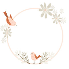 pink frame with flowers and birds