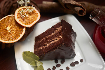 pot of tea wit cake and coffee