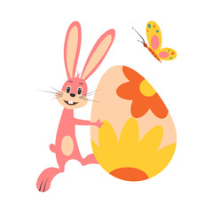 Fototapeta premium Cute Easter bunny. Vector illustration on white isolated background.