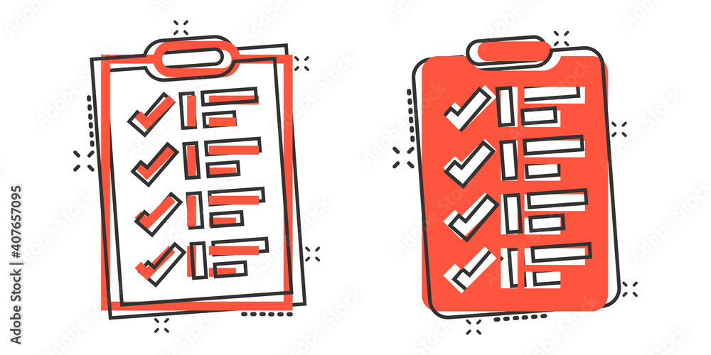 Poster to do list icon in comic style. document checklist cartoon vector illustration on white isolated bac