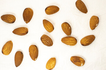 almonds on white isolated background