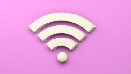Fototapeta premium 3D rendering. WiFi wireless network symbol on isolated pink background. Network and internet concept.