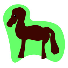 horse, cloven-hoofed animal, mane, hooves, grazing in the meadow, horse eating oats, illustration in instagram, illustration for the site, picture for the poster, picture for printing on fabric