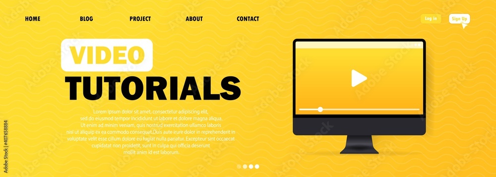 Poster video tutorials banner. online education. cource. online video tutorials education button. vector ep