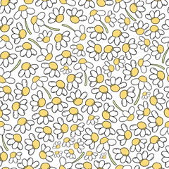 cute camomile seamless pattern for spring background, wrapping paper, prints, textile and fabric, packaging, decor, etc
