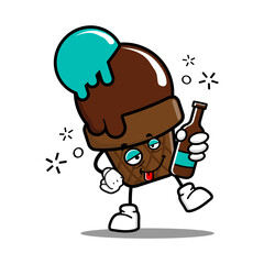 cute ice cream cartoon mascot character