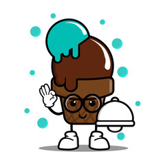cute ice cream cartoon mascot character