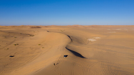 Aerial view of Libyan desert at the intersection of the Libyan, Tunisian and Algerian borders