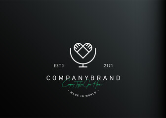 Podcast logo design inspiration. Vector illustration of a microphone that resembles a heart. Modern vintage icon design template with line art style.