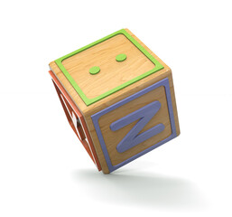 3d render alphabet blocks childrens cube on white background