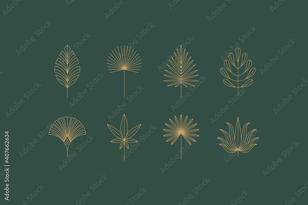 Poster Vector set of linear boho icons and symbols - floral  design templates - abstract design elements for decoration in modern minimalist style