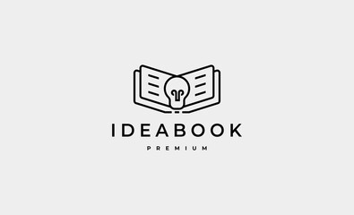 Bulb Book Logo Design Vector Illustration